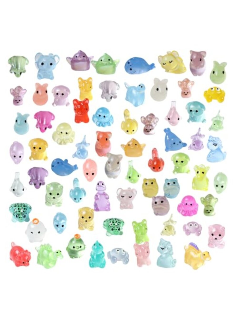 200 Pcs Glow in Dark Mini Resin Animal Figures Garden Decor